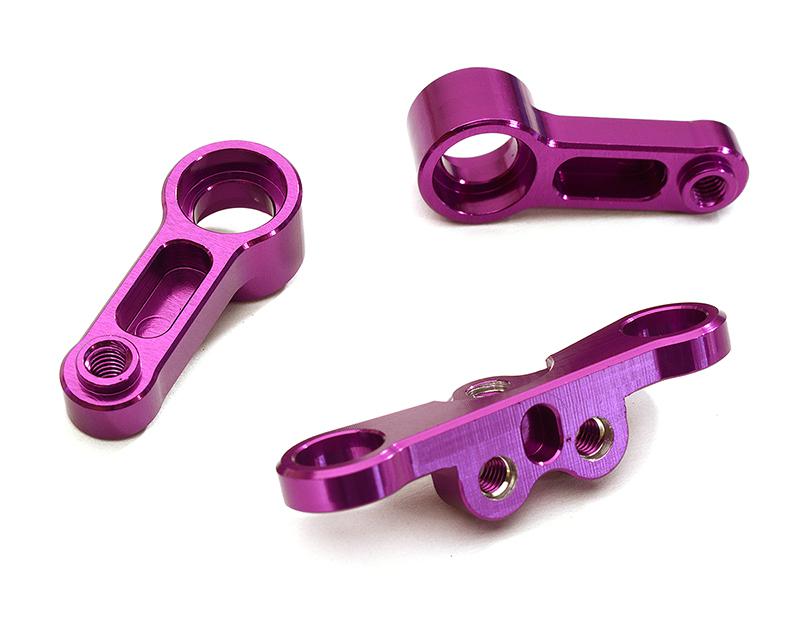 C28641PURPLE Billet Machined Alloy Steering Bellcrank for Tamiya 1/10 TA07 PRO - Image 1