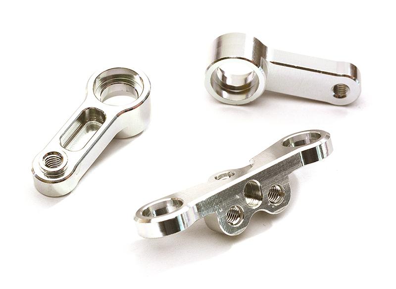 C28641SILVER Billet Machined Alloy Steering Bellcrank for Tamiya 1/10 TA07 PRO - Image 1