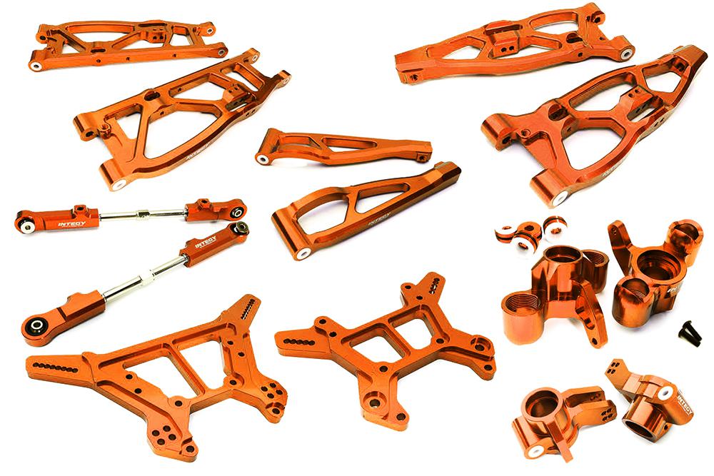 C28729ORANGE Orange Machined Alloy Suspension Upgrade Kit for Arrma Kraton 6S BLX 1/8 Scale - Image 1