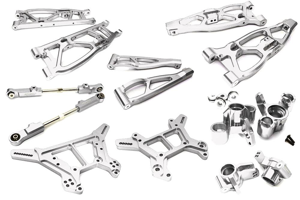 C28729SILVER Silver Billet Machined Alloy Suspension Upgrade Kit for Arrma 1/8 Kraton 6S BLX - Image 1