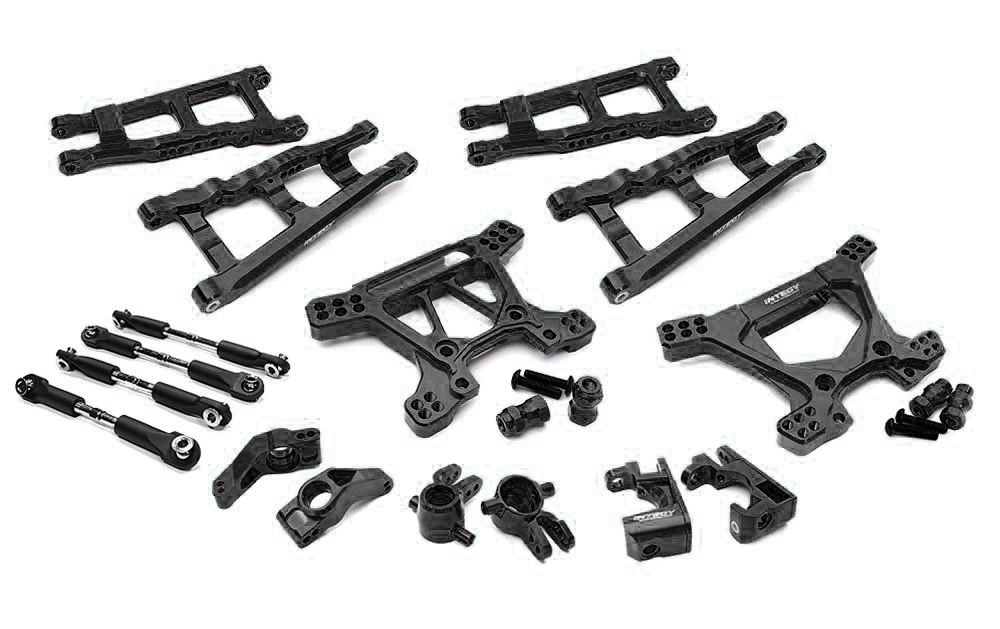 C28738BLACK Billet Machined Alloy Suspension Kit for Traxxas 1/10 Hoss & Rustler 4X4 - Image 1