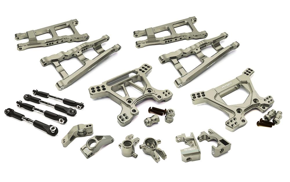 C28738GREY Billet Machined Alloy Suspension Kit for Traxxas 1/10 Hoss & Rustler 4X4 - Image 1