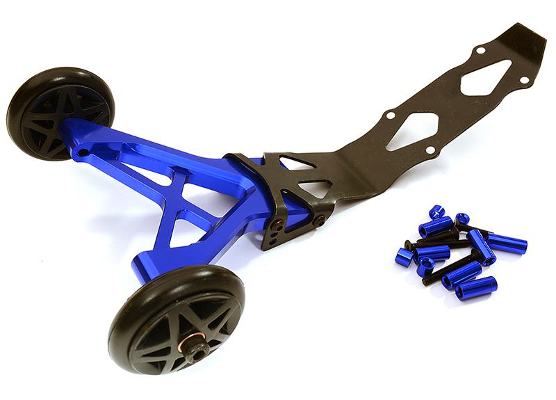 C28754BLUE Billet Machined Wheelie Bar for Traxxas 1/10 Revo & E-Revo (-2017) - Image 1