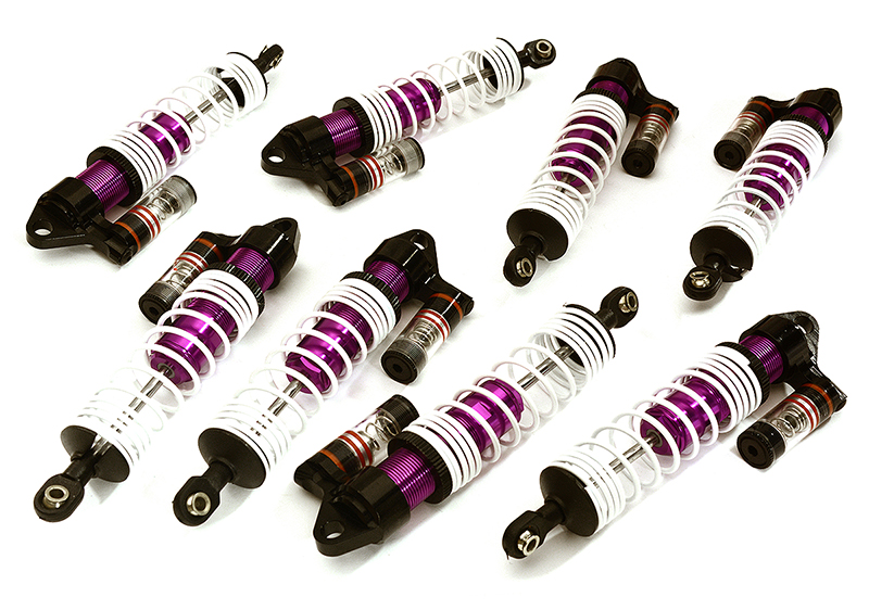 C28759PURPLE Machined Piggyback Shock Set (8) for Traxxas 1/10 Scale E-Maxx Brushless 3762A - Image 1