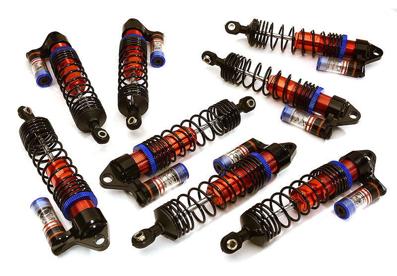 C28759RED Machined Piggyback Shock Set (8) for Traxxas 1/10 Scale E-Maxx Brushless 3762A - Image 1