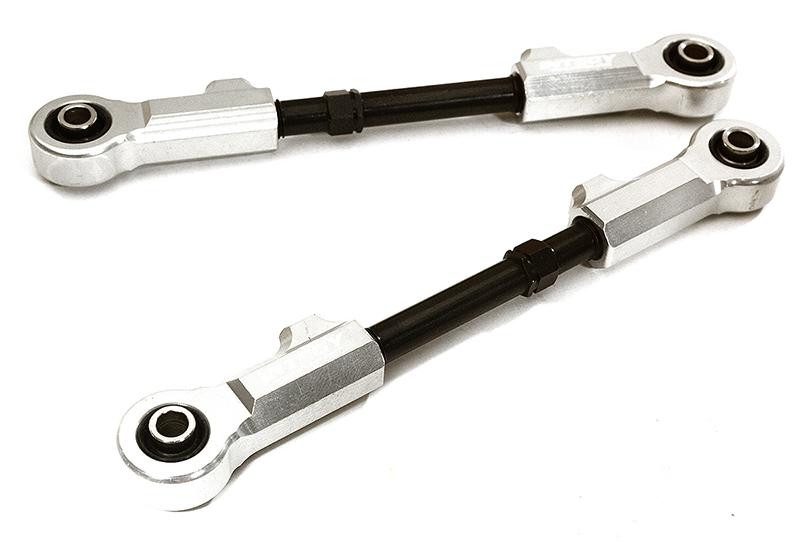 C28795SILVER Billet Machined Silver Rear Upper Suspension Linkages for Losi 1/5 DBXL-E 2.0 - Image 1