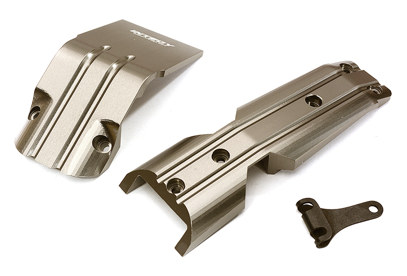 C28798GREY Billet Machined Alloy Front Skid Plates (2) for Traxxas 1/10 E-Revo 2.0 8637 - Image 1