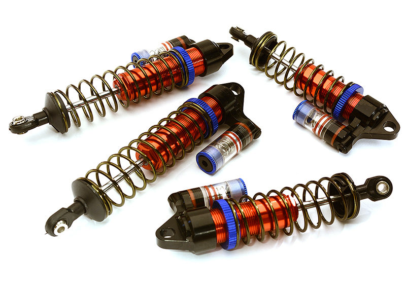 C28800RED Piggyback Shock Set (4) for Traxxas 1/10 Stampede 4X4 & Rustler 4X4 3765 3766 - Image 1