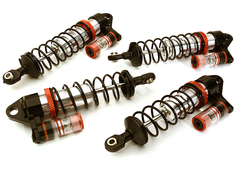 C28801SILVER Silver Billet Machined Piggyback Shock Upgrade for Traxxas Bandit 2WD (4-Pack) - Image 1