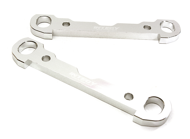 C28818SILVER Billet Machined Front Hinge Pin Braces (2) for Losi 1/5 Desert Buggy XL-E & 2.0 - Image 1