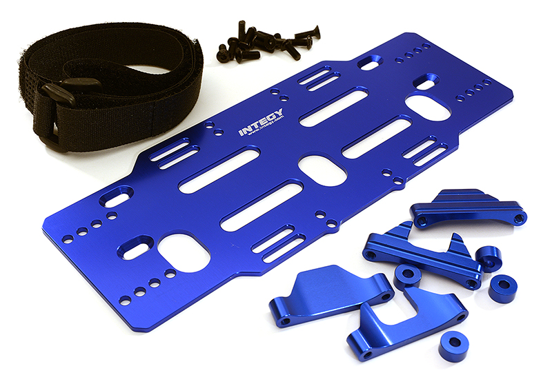 C28820BLUE Adjustable Battery Mount Plate w/Straps for Arrma 1/8 Kraton 6S BLX Req AR320192 - Image 1