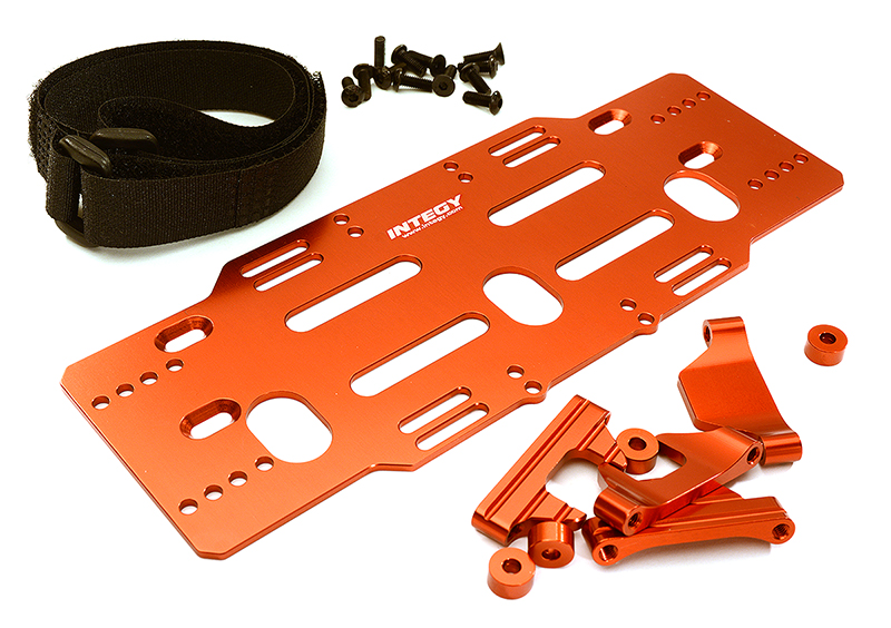C28820RED Adjustable Battery Mount Plate w/Straps for Arrma 1/8 Kraton 6S BLX Req AR320192 - Image 1