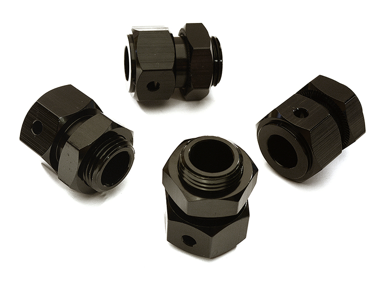 C28823BLACK Billet Machined Wheel Adapter 24mm Hex (4) for Losi 1/5 Desert Buggy XL-E & 2.0 - Image 1