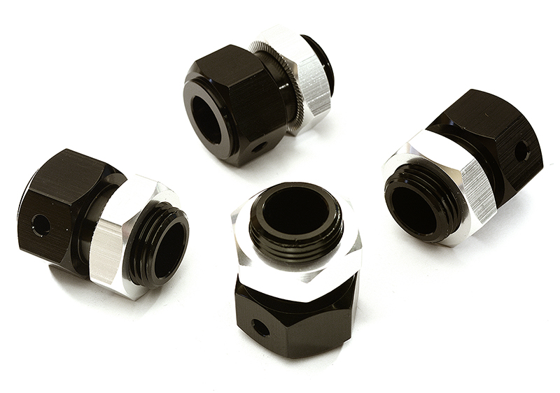 C28823SILVER Billet Machined Wheel Adapter 24mm Hex (4) for Losi 1/5 Desert Buggy XL-E & 2.0 - Image 1