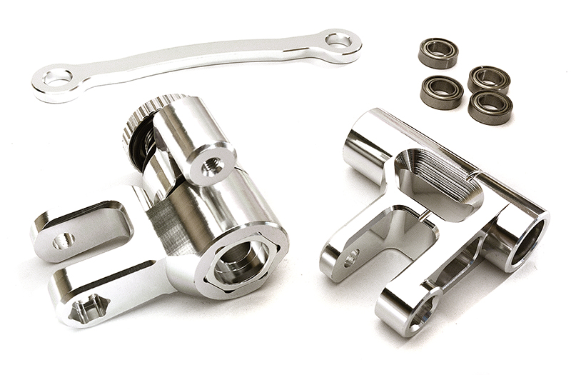 C28856SILVER Silver Billet Machined Steering Bellcrank for Losi 1/5 Desert Buggy XL-E - Image 1