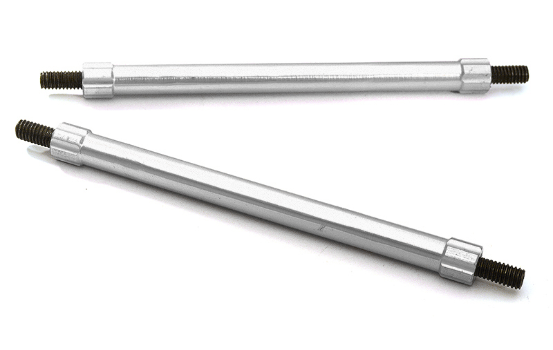 C28882SILVER Billet Machined 70mm Aluminum Linkages (2) M4 Threaded for 1/10 Scale Crawler - Image 1