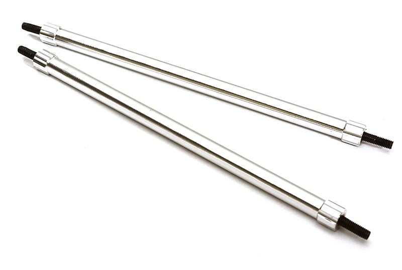 C28897SILVER Billet Machined 115mm Aluminum Linkages (2) M3 Threaded for 1/10 Scale Crawler - Image 1