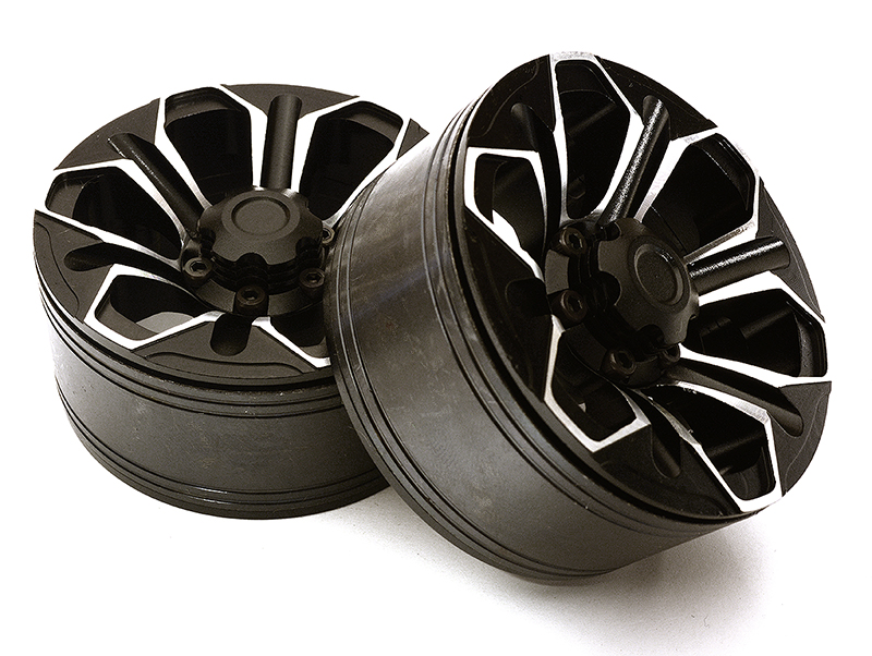 C28955BLACK 1.9 Size Billet Machined Alloy 6 Spoke Wheel(2) High Mass Type for Scale Crawler - Image 1