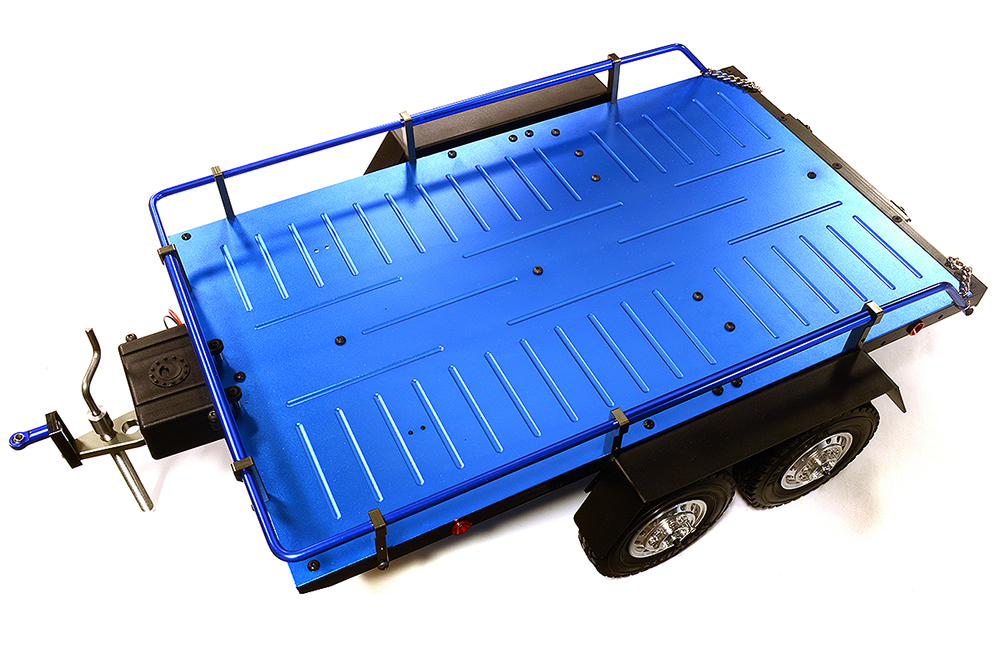C29006BLUE Machined Alloy Flatbed Dual Axle Car Trailer Kit for 1/10 Scale RC 515x316x120mm - Image 1