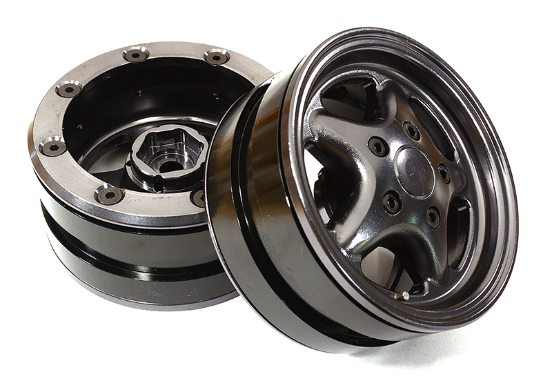C29060GUN 1.9 Size Machined Alloy 5 Spoke Wheel (2) for 1/10 Scale Crawler - Image 1