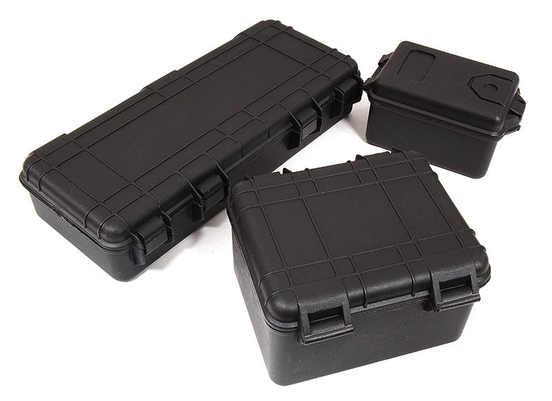 C29067BLACK Realistic Luggage Carrying Hard Case 3-Piece Set for 1/10 RC Scale Crawler - Image 1