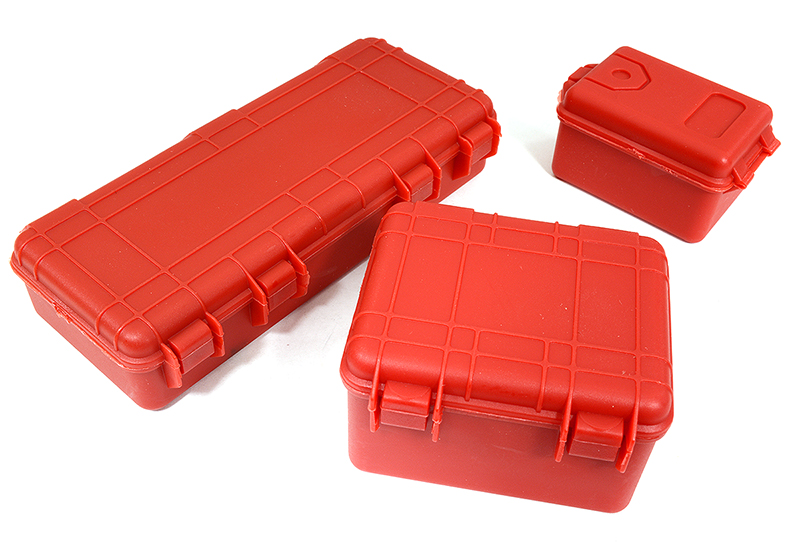 C29067RED Realistic Luggage Carrying Hard Case 3-Piece Set for 1/10 RC Scale Crawler - Image 1