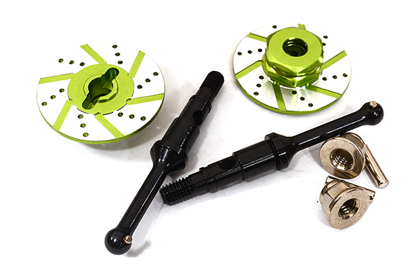 C29127GREEN Billet Machined Rear Drive Shaft w/Disc Brake (2) for Tamiya T3-01 Dancing Rider - Image 1