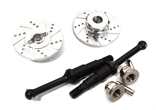 C29127SILVER Billet Machined Rear Drive Shaft w/Disc Brake (2) for Tamiya T3-01 Dancing Rider - Image 1