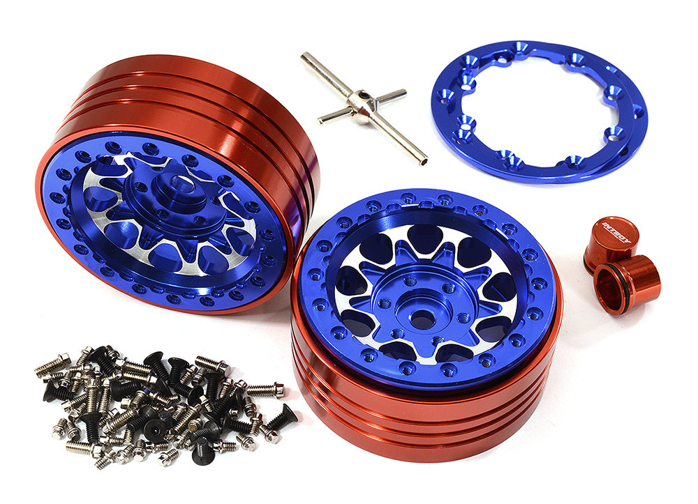 C29152BLUE Billet Machined Alloy Beadlock Wheels for Element RC 1/10 Scale Enduro Sendero - Image 1
