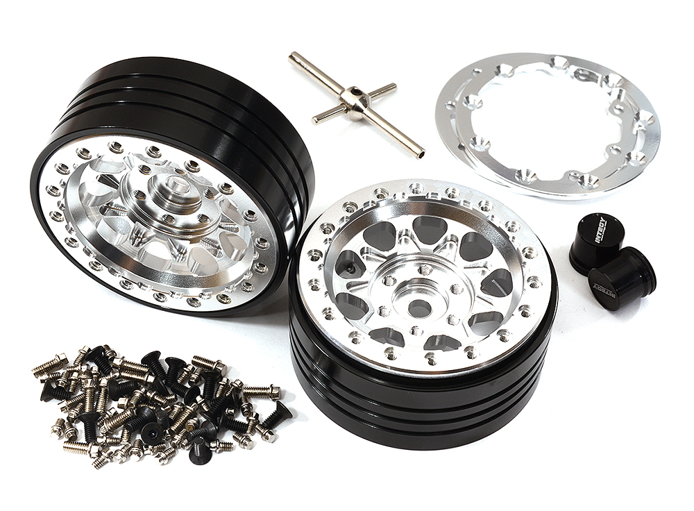 C29152SILVER Billet Machined Alloy Beadlock Wheels for Element RC 1/10 Scale Enduro Sendero - Image 1