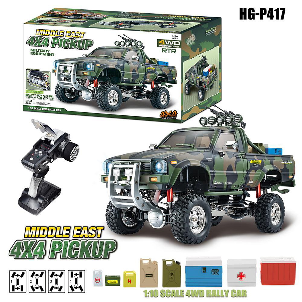 C29381 HG-P417 1/10 RC Military 4X4 Pickup RTR w/ Standard Electronics & Servos - Image 1