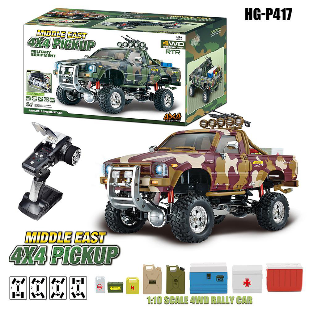 C29382 HG-P417 1/10 RC Military 4X4 Pickup RTR w/ Standard Electronics & Servos - Image 1