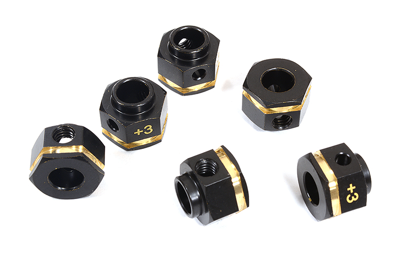 C29449 12mm Hex Wheel (6) Hub Brass +3mm Offset for Traxxas TRX-6 Scale & Trail Crawler - Image 1