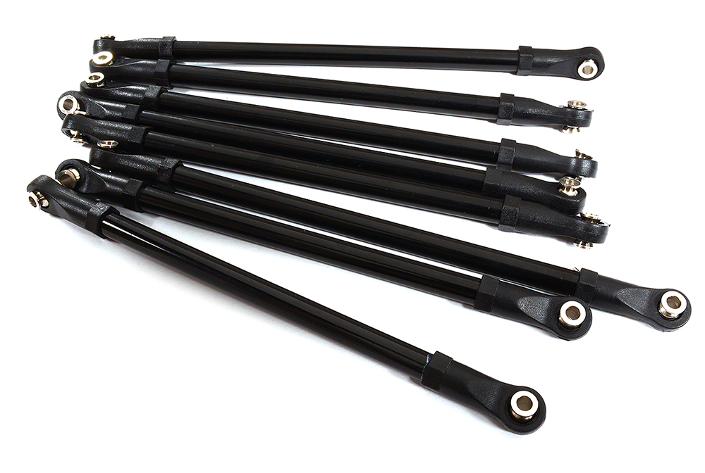 C29459BLACK 8-Piece Suspension Linkage Set for 1/10 Scale Custom Crawlers (120, 128 & 135mm) - Image 1