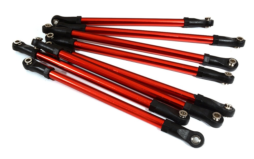 C29459RED 8-Piece Suspension Linkage Set for 1/10 Scale Custom Crawlers (120, 128 & 135mm) - Image 1