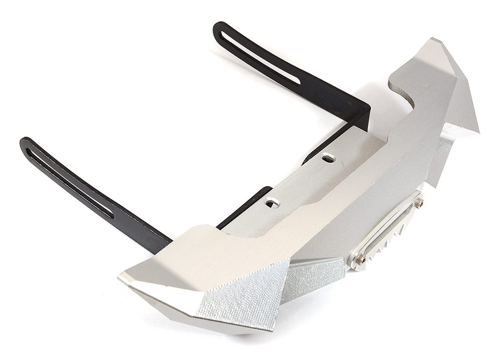 C29464SILVER Alloy Machined Realistic Front Bumper for 1/10 Scale Crawler w/ Winch Mount - Image 1