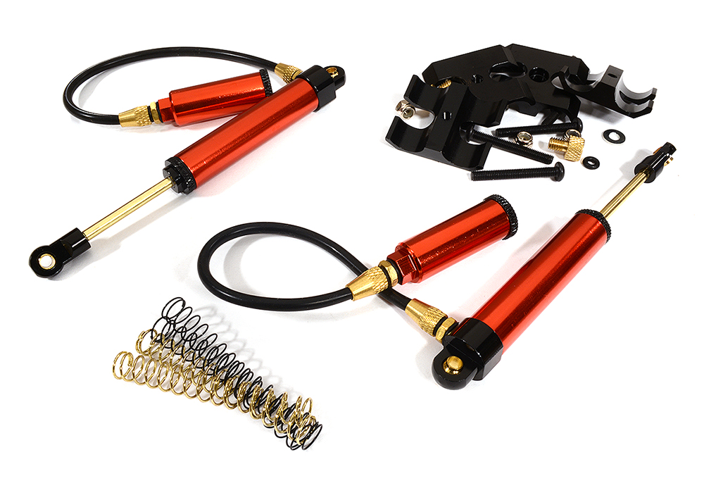 C29488RED Realistic Remote Reservoir 100mm Shock (2) w/ Internal Spring for 1/10 Off-Road - Image 1