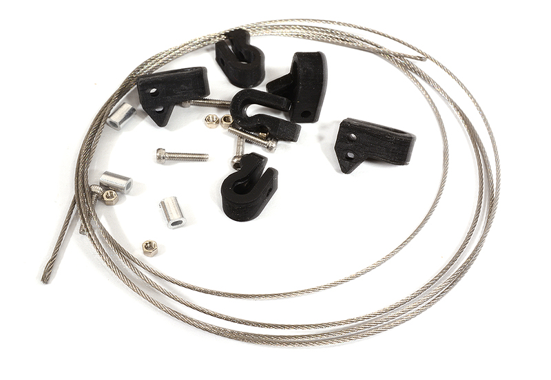 C29496 Realistic 1/10 Scale Steel Tow Cable & Connectors Set for Off-Road Crawler - Image 1