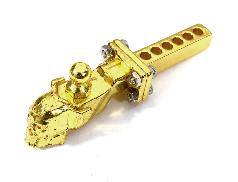 C29506GOLD Rear Bumper Alloy Skull Receiving Hitch w/ Ball Mount for 1/10 Scale R/C Crawler - Image 1