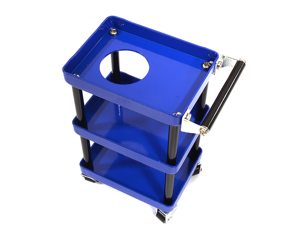 C29521BLUE Realistic Scale Model 3-Tier Rolling Metal Storage Organizer Cart for RC - Image 1