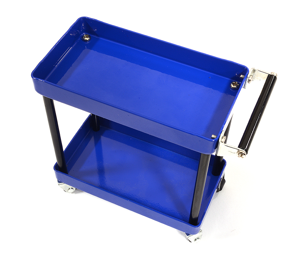 C29522BLUE Realistic Scale Model 2-Tier Rolling Metal Storage Organizer Cart for RC - Image 1