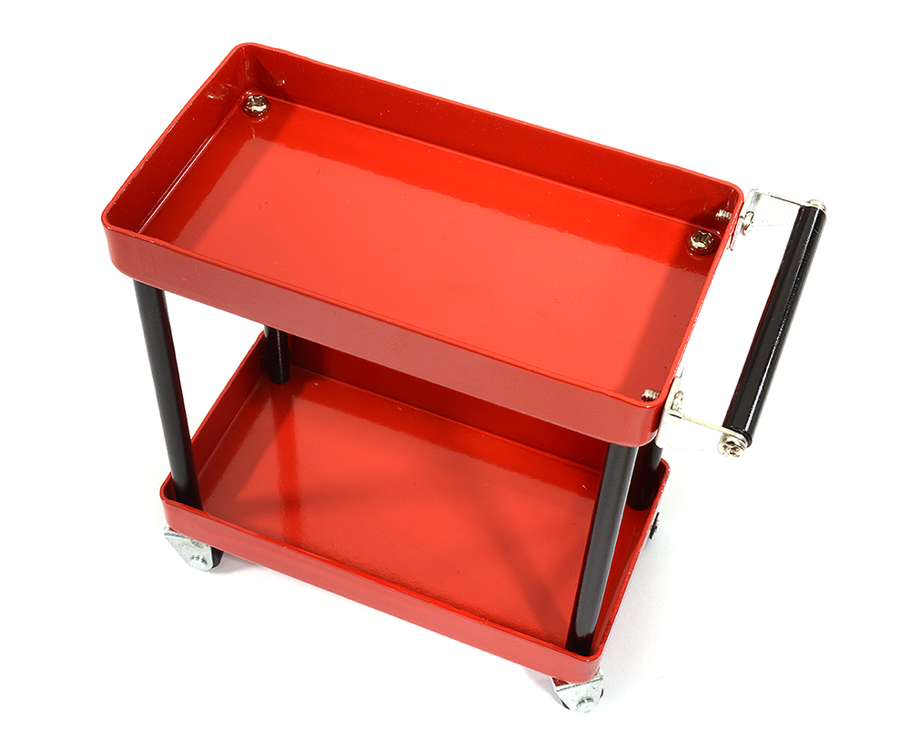 C29522RED Realistic Scale Model 2-Tier Rolling Metal Storage Organizer Cart for RC - Image 1