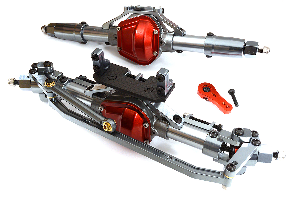 C29524GUN Alloy Machined F & R Axle Assembly w/Internals for 1/10 SCX10 Scale Crawler - Image 1