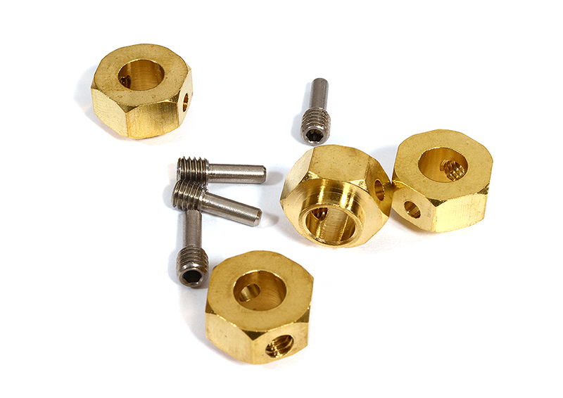 C29557 12mm Hex Wheel (4) Hub Brass 8mm Thick for Traxxas TRX-4 Scale & Trail Crawler - Image 1