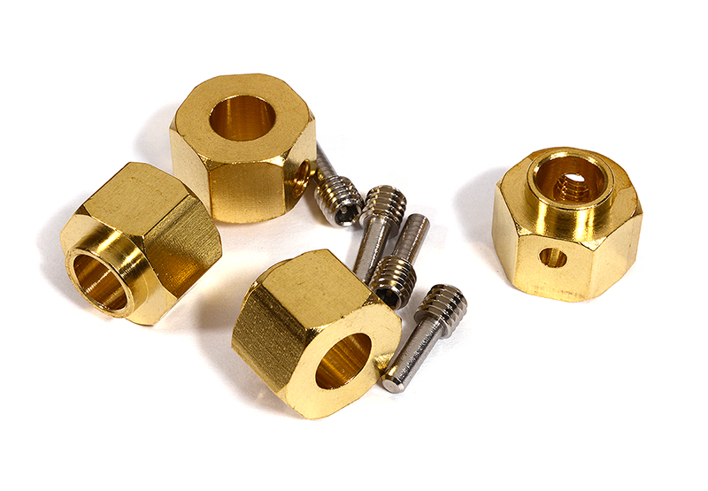 C29558 12mm Hex Wheel (4) Hub Brass 10mm Thick for Traxxas TRX-4 Scale & Trail Crawler - Image 1
