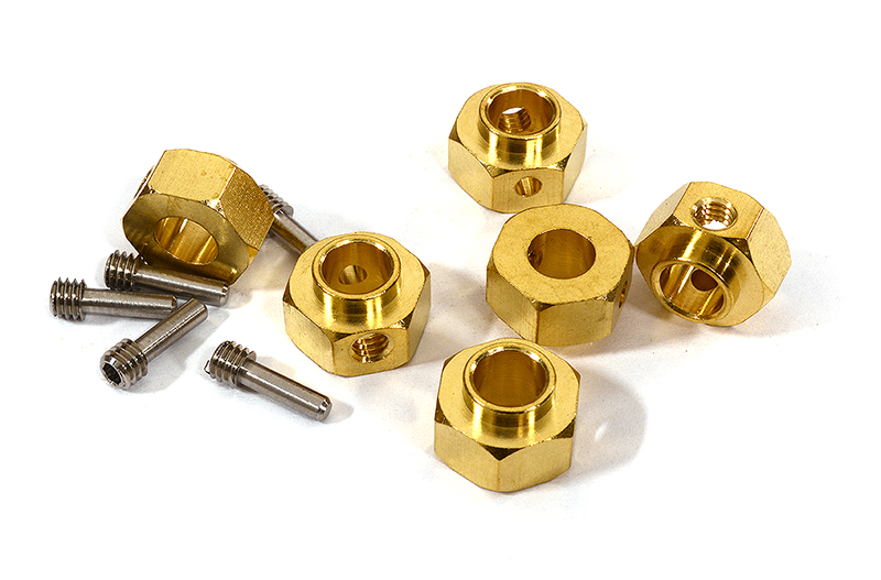 C29567 12mm Hex Wheel (6) Hub Brass 8mm Thick for Traxxas TRX-6 Scale & Trail Crawler - Image 1