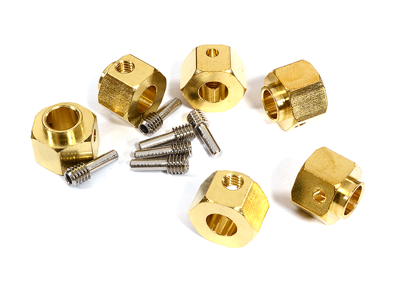 C29568 12mm Hex Wheel (6) Hub Brass 10mm Thick for Traxxas TRX-6 Scale & Trail Crawler - Image 1