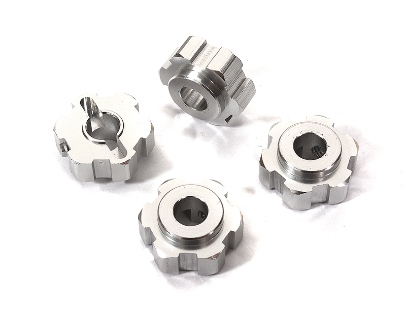 C29600SILVER Billet Machined Alloy Wheel Hex (4) for Traxxas 1/10 Maxx 4S Truck 8956 - Image 1