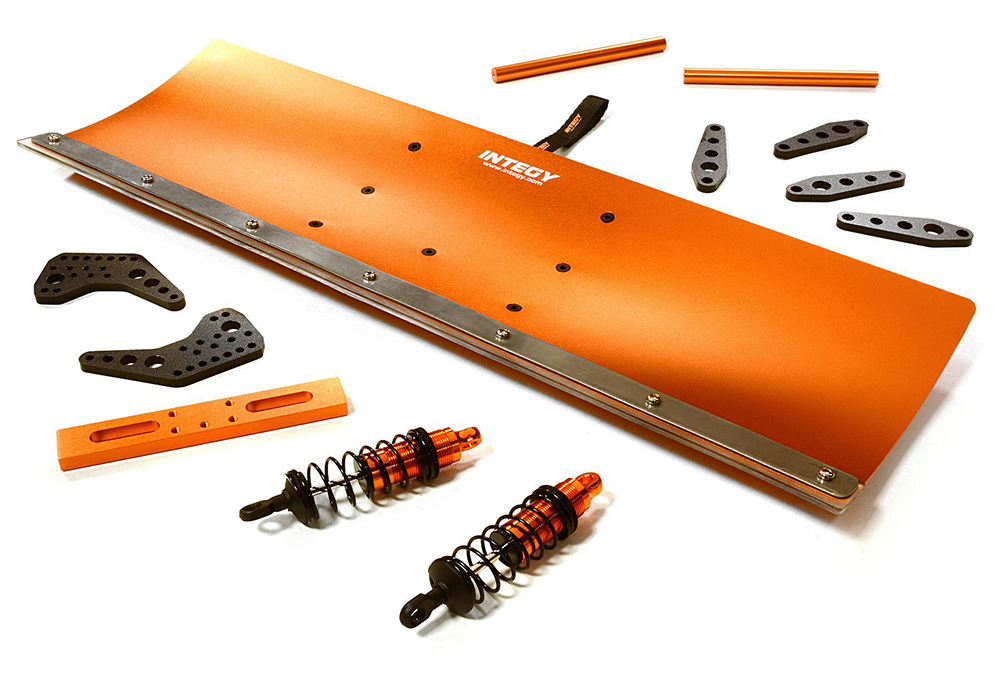 C29605ORANGE Alloy Machined 400mm Snowplow Kit for Traxxas 1/10 Maxx 4S Truck - Image 1