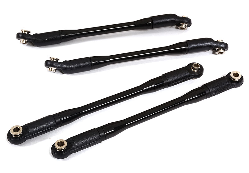 C29783BLACK Rear Upper and Lower Suspension Links(4) w/ Rod Ends for Axial 1/10 SCX10 II 6X6 - Image 1